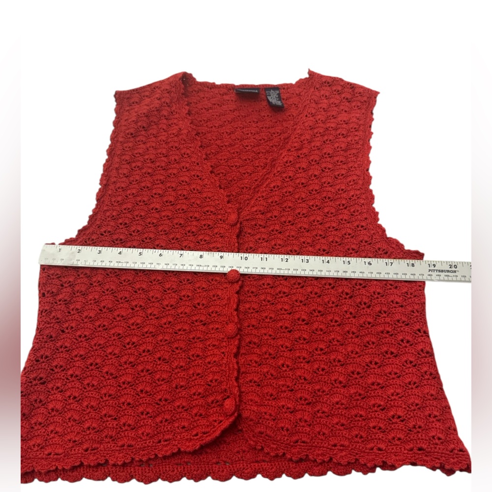Lizsport Vintage Hand Crocheted Linen Cotton Vest Large - Picture 13 of 13